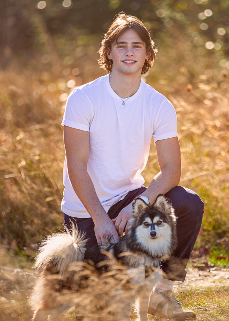Senior Pictures, boy and his dog